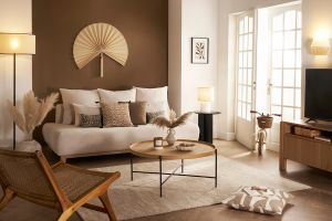 Lámpara de pared de algodón blanco y lino natural CONIE