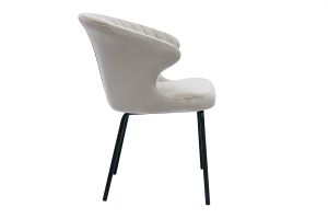 Chaise design en tissu velours gaufré taupe et métal noir REQUIEM
