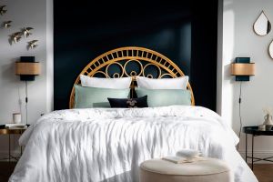 Applique murale en lin vert kaki et rabane naturelle H28 cm TERA