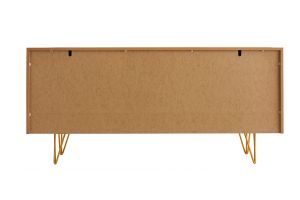 Buffet design gravé finition bois clair chêne et métal doré 3 portes L160 cm OZEN