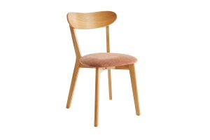 Chaises vintage en bois clair chêne et tissu effet velours terre brûlée (lot de 2) DOVE