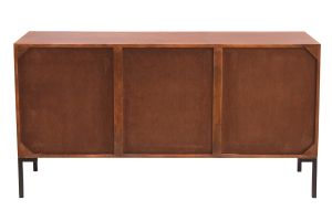 Buffet en bois foncé manguier massif et métal noir 3 portes L140 cm ONDA