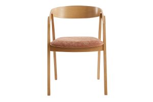 Chaises scandinaves empilables en bois clair chêne et tissu effet velours terre brûlée (lot de 2) LOVA
