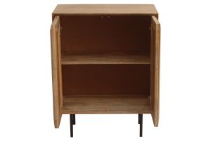 Buffet en bois manguier massif gravé et métal noir 2 portes L70 cm AGRA