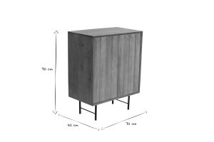 Buffet en bois manguier massif gravé et métal noir 2 portes L70 cm AGRA