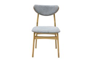 Chaises scandinaves en tissu effet velours texturé gris chiné et bois clair chêne massif (lot de 2) MAYA