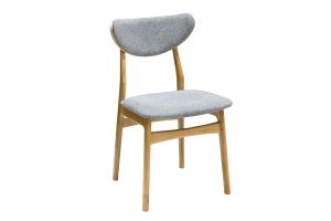 Chaises scandinaves en tissu effet velours texturé gris chiné et bois clair chêne massif (lot de 2) MAYA