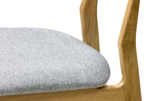 Chaises scandinaves en tissu effet velours texturé gris chiné et bois clair chêne massif (lot de 2) MAYA