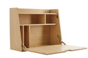 Bureau mural avec rangements scandinave bois clair chêne L78 cm GABIN