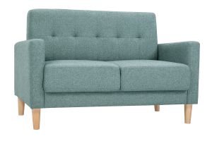 Canapé scandinave 2 places en tissu vert de gris et bois clair MOON