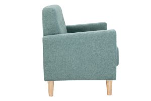 Canapé scandinave 2 places en tissu vert de gris et bois clair MOON