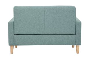 Canapé scandinave 2 places en tissu vert de gris et bois clair MOON