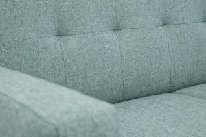 Canapé scandinave 2 places en tissu vert de gris et bois clair MOON