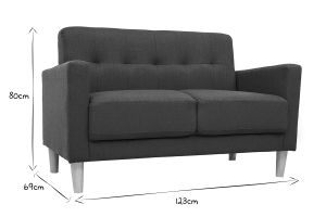 Canapé scandinave 2 places en tissu vert de gris et bois clair MOON