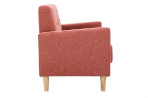 Canapé scandinave 2 places en tissu effet velours texturé terracotta et bois clair MOON