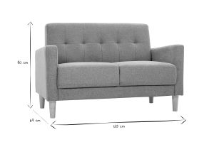 Canapé scandinave 2 places en tissu effet velours texturé terracotta et bois clair MOON