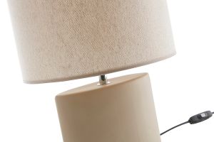 Lampe à poser en céramique taupe mat et abat-jour en lin naturel TIGA