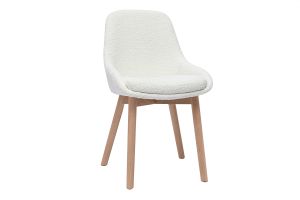 Chaises scandinaves en tissu effet laine bouclée blanc et bois clair massif (lot de 2) HOLO