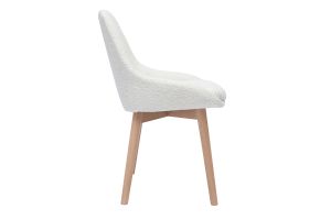Chaises scandinaves en tissu effet laine bouclée blanc et bois clair massif (lot de 2) HOLO