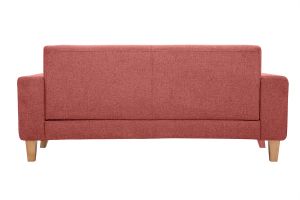 Canapé scandinave 3 places en tissu effet velours texturé terracotta et bois clair FJORD