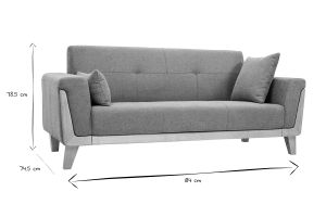 Canapé scandinave 3 places en tissu effet velours texturé terracotta et bois clair FJORD