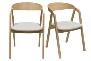 Chaises scandinaves empilables en bois clair chêne et tissu beige (lot de 2) LOVA
