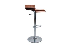 Tabourets de bar design bois foncé noyer et acier chromé (lot de 2) SURF V2