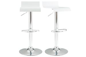 Tabourets de bar design blancs et acier chromé (lot de 2) SURF V2