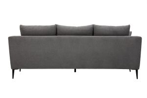 Canapé design 3 places en tissu effet velours gris et métal noir JERRY