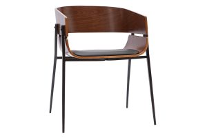 Chaises design bois foncé et métal noir (lot de 2) WESS