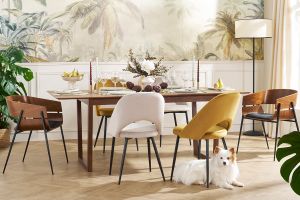 Chaises design bois foncé et métal noir (lot de 2) WESS