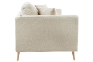 Canapé scandinave 2 places en tissu beige naturel et bois clair VOGUE