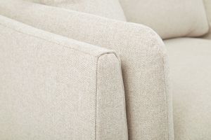 Canapé scandinave 2 places en tissu beige naturel et bois clair VOGUE