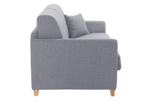 Canapé convertible 2-3 places en tissu gris et bois clair avec matelas 13 cm SKANDY