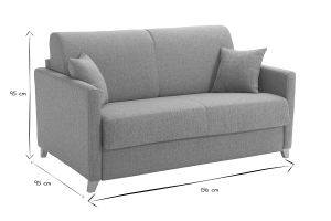 Canapé convertible 2-3 places en tissu gris et bois clair avec matelas 13 cm SKANDY