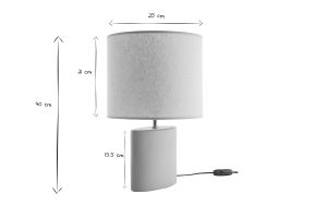 Lampe à poser en céramique taupe mat et abat-jour en lin naturel TIGA