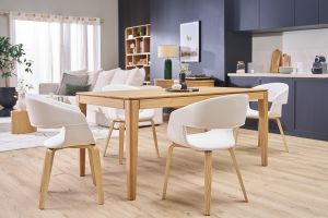 Chaises design en tissu taupe et bois clair (lot de 2) SLAM