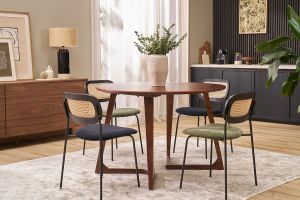 Table design ronde en bois massif L115 cm BANDOL