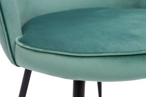 Chaises design en tissu velours vert céladon et métal noir (lot de 2) SERIF