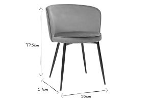 Chaises design en tissu velours vert céladon et métal noir (lot de 2) SERIF