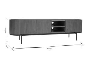 Meuble TV design bois foncé noyer et métal noir avec rangements L180 cm SKYE