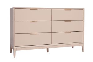Commode rose poudré et métal doré 6 tiroirs L120 cm GIANA
