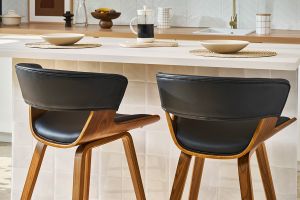 Tabourets de bar design noir et bois foncé H65 cm (lot de 2) SYRAH