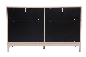 Commode rose poudré et métal doré 6 tiroirs L120 cm GIANA