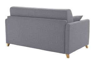 Canapé convertible 2-3 places en tissu gris et bois clair avec matelas 13 cm SKANDY