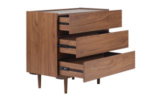 Commode finition bois foncé noyer 3 tiroirs L80 cm SANAA