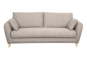 Canapé convertible scandinave 3 places en tissu beige avec matelas 10 cm CREEP
