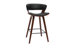 Tabourets de bar design noir et bois foncé H65 cm (lot de 2) SYRAH