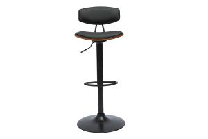 Tabourets de bar design réglables noir et bois foncé (lot de 2) VASCO