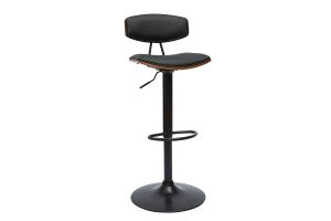 Tabourets de bar design réglables noir et bois foncé (lot de 2) VASCO